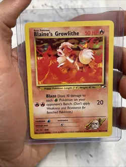 Blaine's Growlithe 62/132 Gym Challenge Regular Vintage Common Card NM Nintendo - Image 1