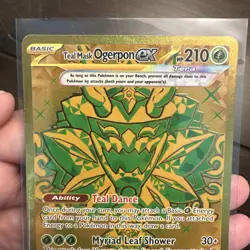 Teal Mask Ogerpon EX Pokemon Prismatic Evolutions Gold Hyper Rare # 177/131 NM - Image 2