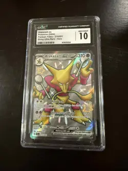 CGC 10 GEM MINT Alakazam EX 215/091 Paldean Fates SHINY Ultra Rare Pokemon - Image 1