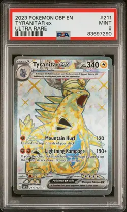 2023 Pokemon SWSH Obsidian Flames Tyranitar Ex #211 Ultra Rare PSA 9 Mint - Image 1