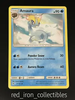 Amaura 27/131 Uncommon Forbidden Light Sun & Moon Pokemon Card 2018 - Image 1