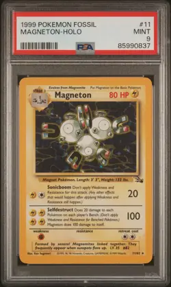 1999 POKEMON FOSSIL #11 MAGNETON-HOLO PSA 9 - Image 1