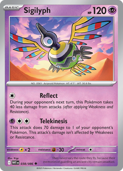 Sigilyph 38/086 | Near Mint REVERSE HOLOFOIL | SV: White Flare Pokemon TCG - Image 1
