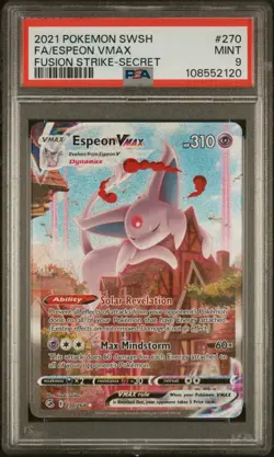 2021 POKEMON SWORD & SHIELD FUSION STRIKE SECRET #270 FULL ART/ESPEON VMAX PSA 9 - Image 1