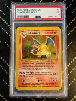1999 Pokemon Game Base Set Charizard HOLO #4 PSA 5 - Image 1