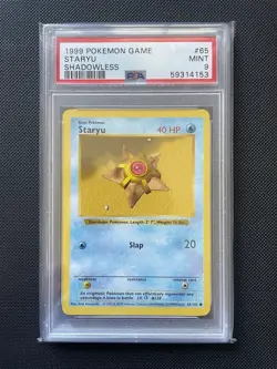 PSA 9 Staryu Base Set Shadowless Pokemon TCG 65/102 - Image 1