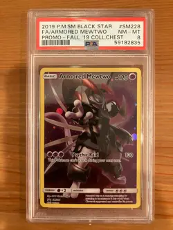 Pokemon TCG Fall 2019 Coll. Chest Armored Mewtwo Full Art Promo SM228 PSA 8 - Image 1
