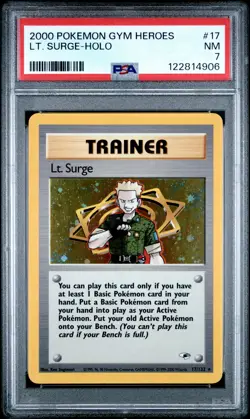 2000 POKEMON GYM HEROES #17 LT. SURGE-HOLO PSA 7 - Image 1