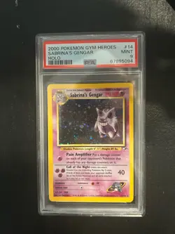 2000 Pokemon Gym Heroes Sabrina's Gengar Holo PSA 9 Mint Card - Image 1