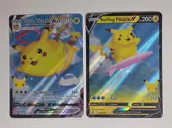 Flying Pikachu Vmax & Surfing Pikachu V Card Set Pokemon TCG Celebrations NM - Image 1