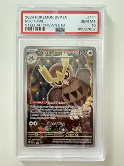 PSA 10 Noctowl Pokemon ETB Promo #141 Stellar Crown - Image 1