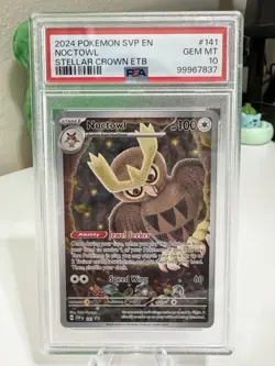 PSA 10 Noctowl Pokemon ETB Promo #141 Stellar Crown - Image 3