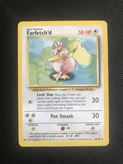 Farfetch'd 27/102 Base Set Pokemon TCG 4th Print 1999-2000 RARE - Image 1