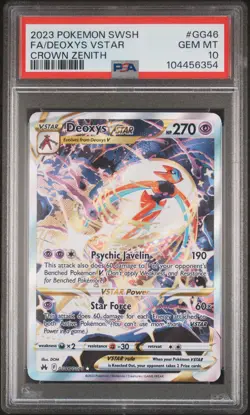 2023 POKEMON SWORD & SHIELD CROWN ZENITH #GG46 FULL ART/DEOXYS VSTAR PSA 10 - Image 1