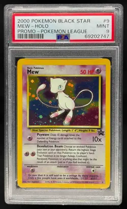 2000 Pokemon WOTC Black Star Promos Pokemon League Mew Holo PSA 9 Mint #8 - Image 1