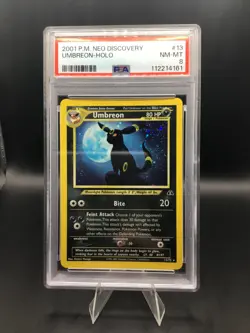 2001 Pokemon Neo Discovery Unlimited Umbreon Holo #13 PSA 8 - Image 1