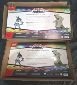2 x Pokemon Prismatic Evolutions Lucario EX and Tyranitar EX Premium Collection - Image 2
