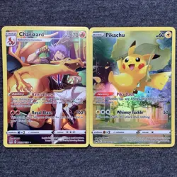 Pokemon TCG Charizard & Pikachu Lost Origin Trainer Gallery Holo Rare Set - Image 2