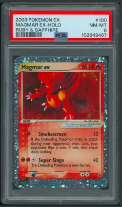 Pokemon EX Ruby And Sapphire Magmar EX HOLO 100/109 PSA 8 - Image 1