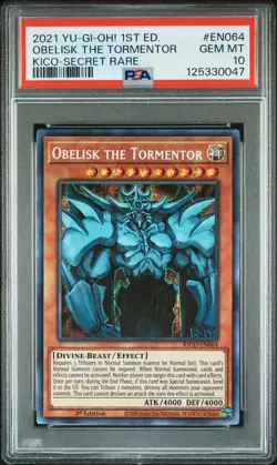 2021 YU-GI-OH! KING'S COURT 1ST ED-SECRET RARE OBELISK THE TORMENTOR PSA 10 - Image 1