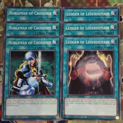 3 x Yugioh Nobleman of Crossout/Ledger Of Ledgerman SBC1-ENF15/F11 Common 1st Ed - Image 1