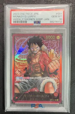 ONE PIECE Card Game Monkey D Luffy L Rarity PSA10 Gold Text Promo ST01-001 - Image 1