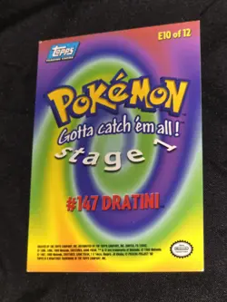 1999 Dratini Topps Pokemon The First Movie Card #E10 Of 12 Black Logo Near Mint - Image 2