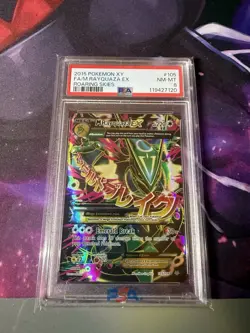 Pokemon Mega Rayquaza EX 105/108 Full Art Holo Card XY Roaring Skies PSA 8 NM MT - Image 1