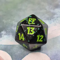 Magic The Gathering MTG Final Fantasy Spindown D20 Die Dice Green Black Speckle - Image 1
