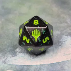 Magic The Gathering MTG Final Fantasy Spindown D20 Die Dice Green Black Speckle - Image 2