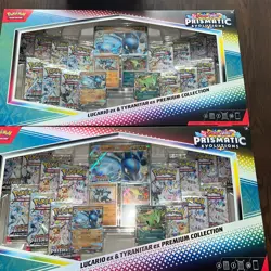 Pokemon Prismatic Evolutions Lucario & Tyranitar ex Premium Collection Lot of 2 - Image 1
