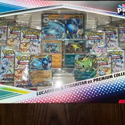 Pokemon Prismatic Evolutions Lucario & Tyranitar ex Premium Collection Lot of 2 - Image 3