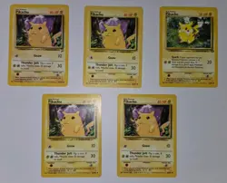 RARE AUTHENTIC PIKACHU POKEMON CARDS BASE & 2ND EDITION 87/130 - 58/102 - 60/64 - Image 1