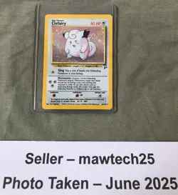 2000 RARE BASE 2 SET POKEMON CLEFAIRY HOLOGRAPHIC CARD #6 OF 130 - MINT - Image 1