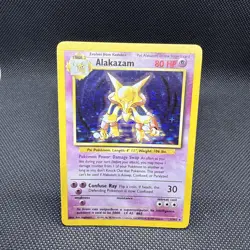 1999 Pokemon TCG Alakazam Base Set Holo Unlimited Rare Card 1/102 NM/LP - Image 1