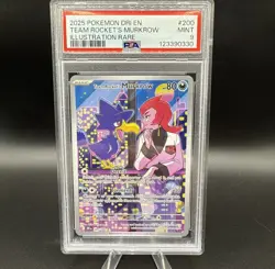 2025 POKEMON DESTINED RIVALS ILLUSTRATION RARE #200 TEAM ROCKET'S MURKROW PSA 9 - Image 1