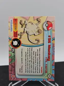 1999 Topps Pokemon Tv Animation #56 Mankey Black Logo Foil Set Break - Image 2