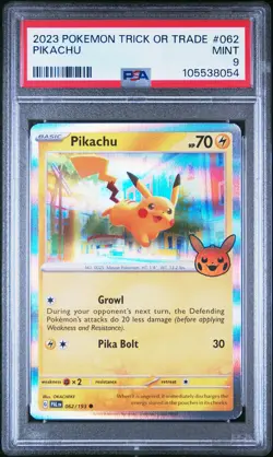 2023 POKEMON TRICK OR TRADE #062 PIKACHU PSA 9 - Image 1