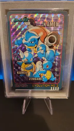 Pokemon Blastoise Evolution NO.3 Prism 1998 Bandai Sealdass Series 4 PSA 8 - Image 3