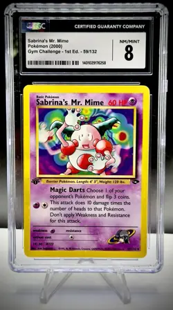 Pokemon Sabrina’s Mr. Mime 1st Edition 59 CGC 8 Vintage Pokemon Gym Challenge - Image 1