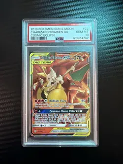 PSA 10 2019 Pokemon Charizard Braixen GX Sun and Moon Cosmic Eclipse #22 - Image 1