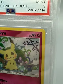 Mimikyu Pokemon Sun & Moon Team Up Black Star Promo Cosmos Holo SM163 PSA 9 - Image 3