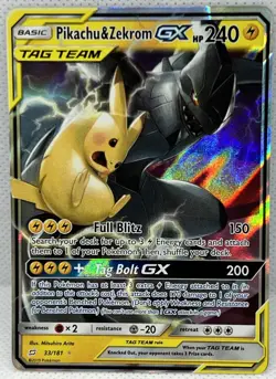 Pokemon Pikachu & Zekrom GX Team Up Holo Ultra Rare Card 33/181 Mint Condition - Image 1