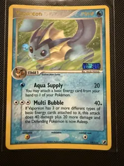 Vaporeon 19/115 Reverse Holo Stamped Rare Pokemon Card Ex Unseen Forces 2005 - Image 1