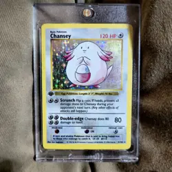1st Edition Shadowless Base Set Chansey 3/102 Holo Rare Pokemon Card EXC/LP - Image 1