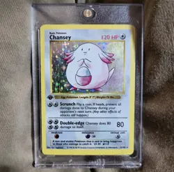 1st Edition Shadowless Base Set Chansey 3/102 Holo Rare Pokemon Card EXC/LP - Image 2
