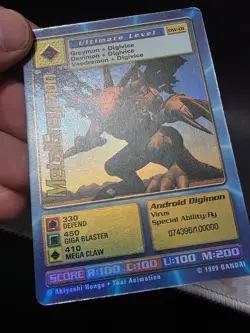Digimon MetalGreymon DW-01 Rare Holo Card PlayStation Promo Bandai 1999 - Image 3