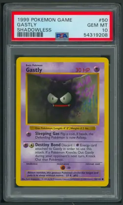 Pokemon Base Set Shadowless Gastly 50/102 PSA 10 - Image 1