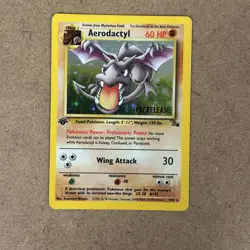 Pokemon Prerelease Aerodactyl #1/62 Holo Rare - 1st Edition Fossil - MP - Image 1