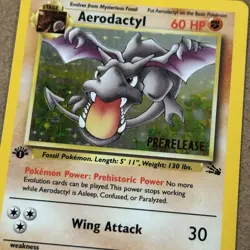 Pokemon Prerelease Aerodactyl #1/62 Holo Rare - 1st Edition Fossil - MP - Image 5